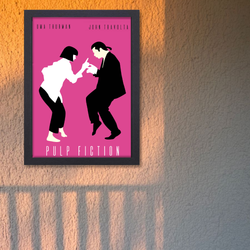 Pulp Fiction Movie Poster Frame Crime Thriller Film Framed Posters Hollywood Movies Artwork Canvas Painting Photo Frames for Wall Decor Home Decoration Living Room Bedroom Office Restraunt & Cafe Art