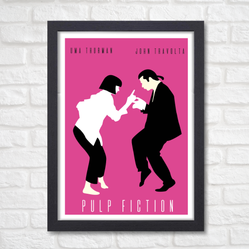 Pulp Fiction Movie Poster Frame Crime Thriller Film Framed Posters Hollywood Movies Artwork Canvas Painting Photo Frames for Wall Decor Home Decoration Living Room Bedroom Office Restraunt & Cafe Art