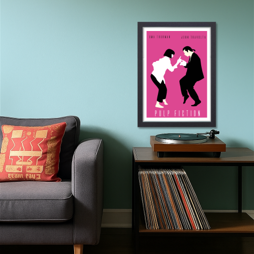 Pulp Fiction Movie Poster Frame Crime Thriller Film Framed Posters Hollywood Movies Artwork Canvas Painting Photo Frames for Wall Decor Home Decoration Living Room Bedroom Office Restraunt & Cafe Art