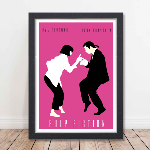 Pulp Fiction Movie Poster Frame Crime Thriller Film Framed Posters Hollywood Movies Artwork Canvas Painting Photo Frames for Wall Decor Home Decoration Living Room Bedroom Office Restraunt & Cafe Art