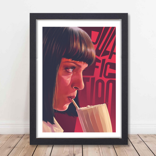 Pulp Fiction Movie Poster Frame Crime Thriller Film Framed Posters Hollywood Movies Artwork Canvas Painting Photo Frames for Wall Decor Home Decoration Living Room Art Bedroom Office Restraunt & Cafe