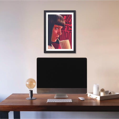 Pulp Fiction Movie Poster Frame Crime Thriller Film Framed Posters Hollywood Movies Artwork Canvas Painting Photo Frames for Wall Decor Home Decoration Living Room Art Bedroom Office Restraunt & Cafe