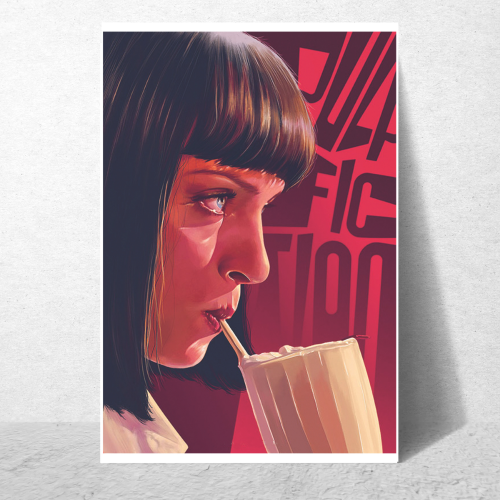 Pulp Fiction Movie Poster Frame Crime Thriller Film Framed Posters Hollywood Movies Artwork Canvas Painting Photo Frames for Wall Decor Home Decoration Living Room Art Bedroom Office Restraunt & Cafe