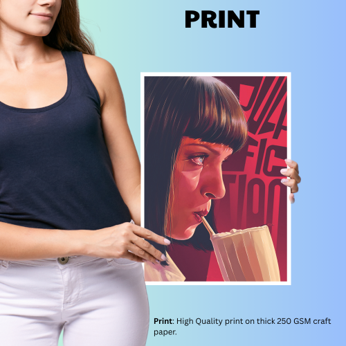 Pulp Fiction Movie Poster Frame Crime Thriller Film Framed Posters Hollywood Movies Artwork Canvas Painting Photo Frames for Wall Decor Home Decoration Living Room Art Bedroom Office Restraunt & Cafe