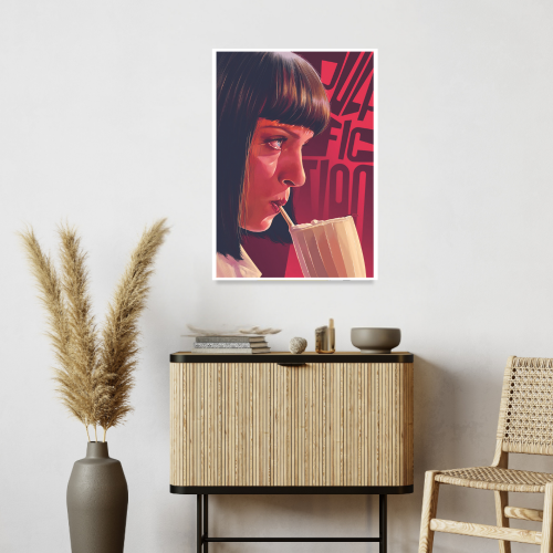 Pulp Fiction Movie Poster Frame Crime Thriller Film Framed Posters Hollywood Movies Artwork Canvas Painting Photo Frames for Wall Decor Home Decoration Living Room Art Bedroom Office Restraunt & Cafe