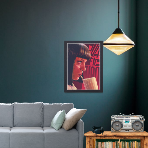 Pulp Fiction Movie Poster Frame Crime Thriller Film Framed Posters Hollywood Movies Artwork Canvas Painting Photo Frames for Wall Decor Home Decoration Living Room Art Bedroom Office Restraunt & Cafe