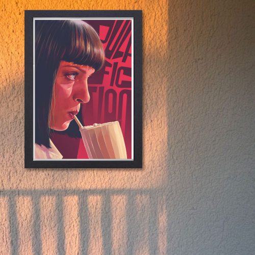 Pulp Fiction Movie Poster Frame Crime Thriller Film Framed Posters Hollywood Movies Artwork Canvas Painting Photo Frames for Wall Decor Home Decoration Living Room Art Bedroom Office Restraunt & Cafe