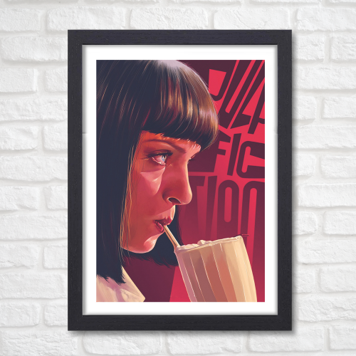 Pulp Fiction Movie Poster Frame Crime Thriller Film Framed Posters Hollywood Movies Artwork Canvas Painting Photo Frames for Wall Decor Home Decoration Living Room Art Bedroom Office Restraunt & Cafe