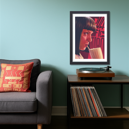 Pulp Fiction Movie Poster Frame Crime Thriller Film Framed Posters Hollywood Movies Artwork Canvas Painting Photo Frames for Wall Decor Home Decoration Living Room Art Bedroom Office Restraunt & Cafe