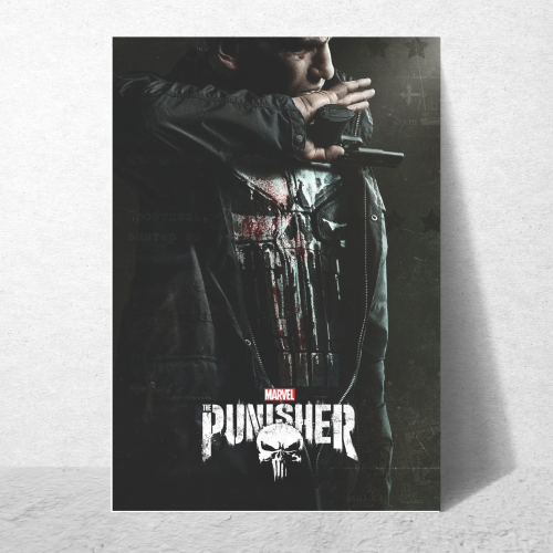 The Punisher Movie Poster Frame Action Thriller Film Series Framed Posters Hollywood Movies Art work Canvas Painting Photo Frames  for Wall Decor Home Decoration Living Room Bedroom Office Restraunt & Cafe