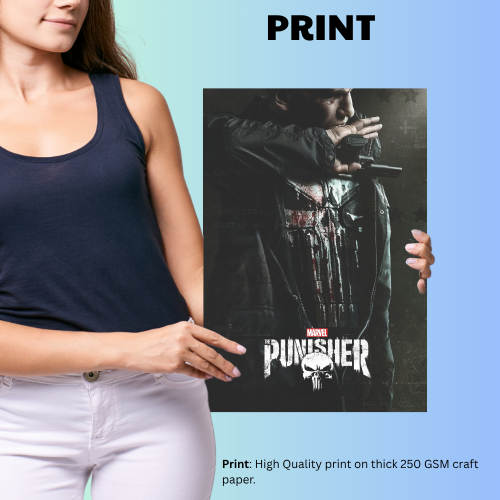 The Punisher Movie Poster Frame Action Thriller Film Series Framed Posters Hollywood Movies Art work Canvas Painting Photo Frames  for Wall Decor Home Decoration Living Room Bedroom Office Restraunt & Cafe