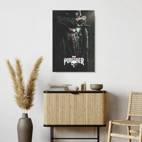 The Punisher Movie Poster Frame Action Thriller Film Series Framed Posters Hollywood Movies Art work Canvas Painting Photo Frames  for Wall Decor Home Decoration Living Room Bedroom Office Restraunt & Cafe