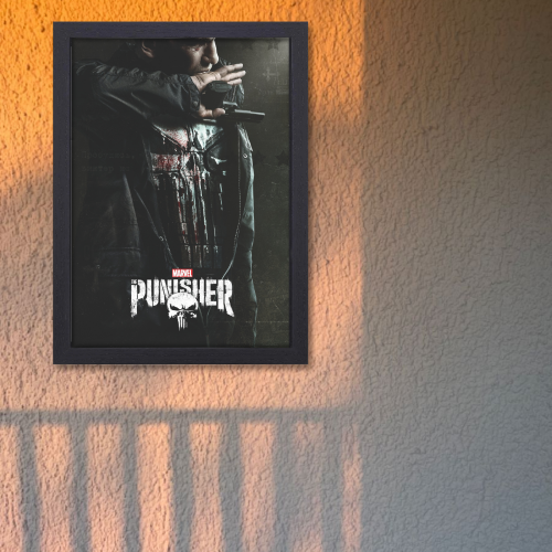 The Punisher Movie Poster Frame Action Thriller Film Series Framed Posters Hollywood Movies Art work Canvas Painting Photo Frames  for Wall Decor Home Decoration Living Room Bedroom Office Restraunt & Cafe