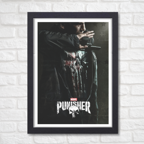 The Punisher Movie Poster Frame Action Thriller Film Series Framed Posters Hollywood Movies Art work Canvas Painting Photo Frames  for Wall Decor Home Decoration Living Room Bedroom Office Restraunt & Cafe
