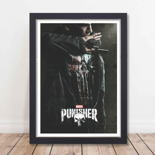 The Punisher Movie Poster Frame Action Thriller Film Series Framed Posters Hollywood Movies Art work Canvas Painting Photo Frames  for Wall Decor Home Decoration Living Room Bedroom Office Restraunt & Cafe