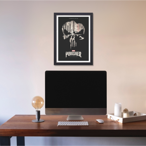 The Punisher Film Poster Frame Action Thriller Movie Series Framed Posters Hollywood Movies Art work Canvas Painting Photo Frames  for Wall Decor Home Decoration Living Room Bedroom Office Restraunt & Cafe