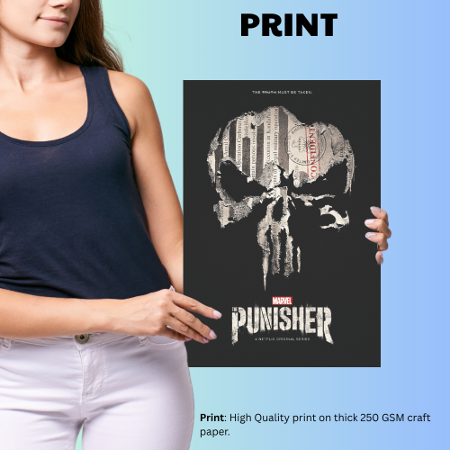 The Punisher Film Poster Frame Action Thriller Movie Series Framed Posters Hollywood Movies Art work Canvas Painting Photo Frames  for Wall Decor Home Decoration Living Room Bedroom Office Restraunt & Cafe