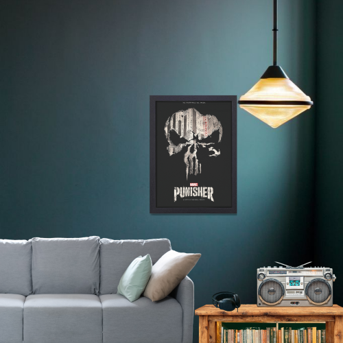 The Punisher Film Poster Frame Action Thriller Movie Series Framed Posters Hollywood Movies Art work Canvas Painting Photo Frames  for Wall Decor Home Decoration Living Room Bedroom Office Restraunt & Cafe