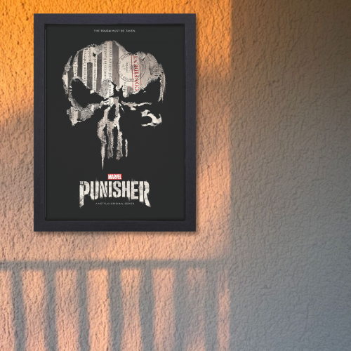 The Punisher Film Poster Frame Action Thriller Movie Series Framed Posters Hollywood Movies Art work Canvas Painting Photo Frames  for Wall Decor Home Decoration Living Room Bedroom Office Restraunt & Cafe