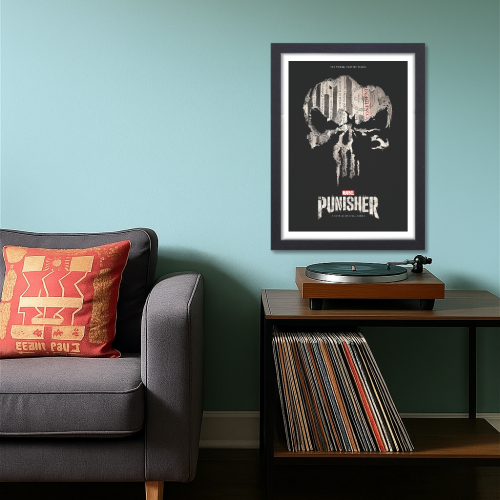 The Punisher Film Poster Frame Action Thriller Movie Series Framed Posters Hollywood Movies Art work Canvas Painting Photo Frames  for Wall Decor Home Decoration Living Room Bedroom Office Restraunt & Cafe