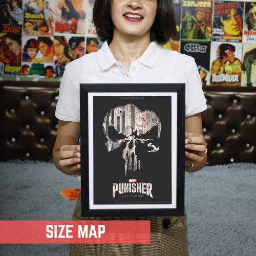 The Punisher Film Poster Frame Action Thriller Movie Series Framed Posters Hollywood Movies Art work Canvas Painting Photo Frames  for Wall Decor Home Decoration Living Room Bedroom Office Restraunt & Cafe