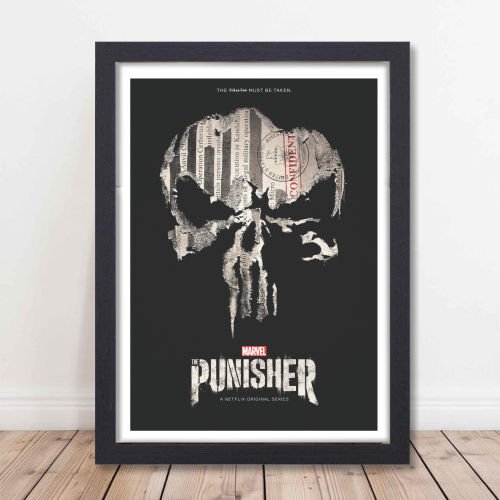 The Punisher Film Poster Frame Action Thriller Movie Series Framed Posters Hollywood Movies Art work Canvas Painting Photo Frames  for Wall Decor Home Decoration Living Room Bedroom Office Restraunt & Cafe
