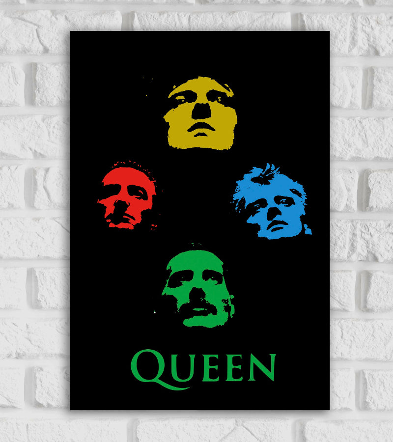 Queen Rock Band Pop Art Music Artist Singers Painting Black Color Pop Culture Matte Finish Poster Frame