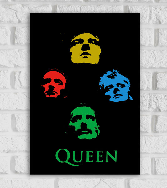 Queen Rock Band Pop Art Music Artist Singers Painting Black Color Pop Culture Matte Finish Poster Frame