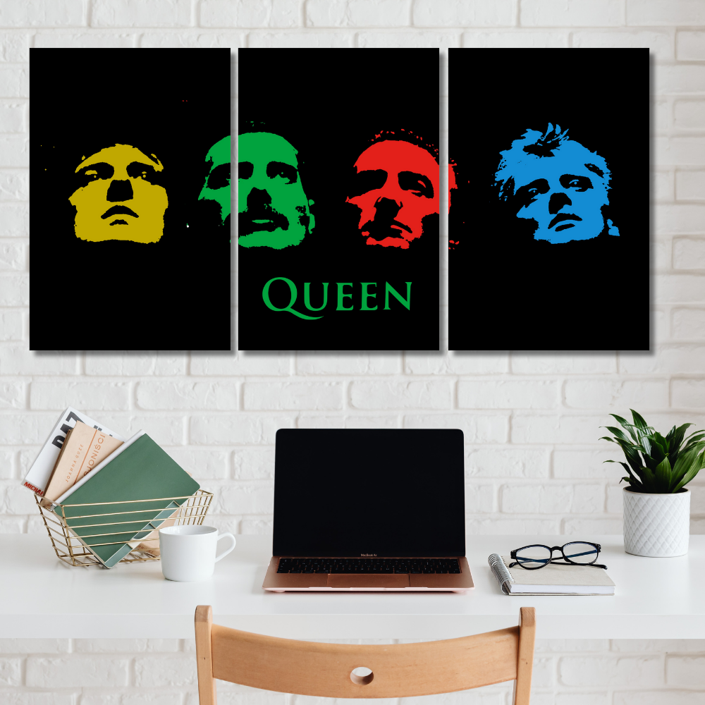 Queen Band Pop Art Split Poster (12x18 Inch or 9x12 Inch) – Colorful Wall Art for Music Lovers