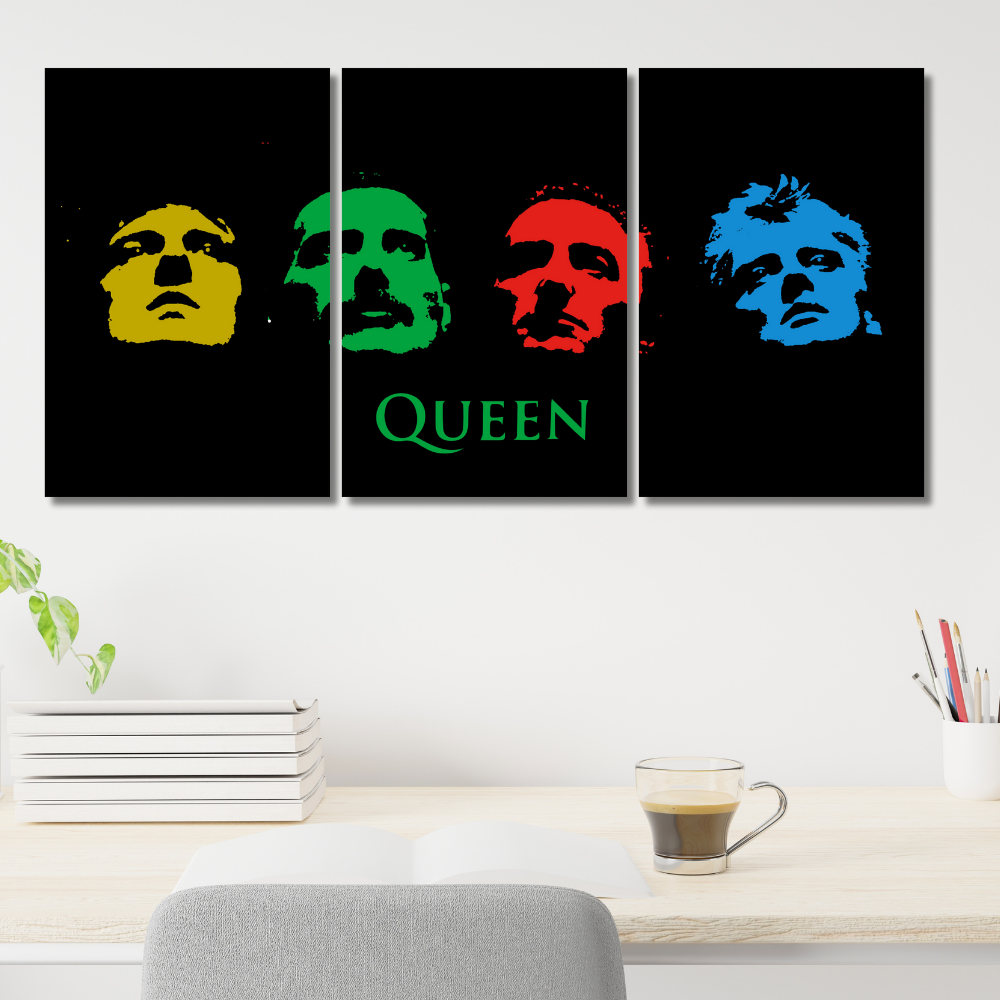 Queen Band Pop Art Split Poster (12x18 Inch or 9x12 Inch) – Colorful Wall Art for Music Lovers