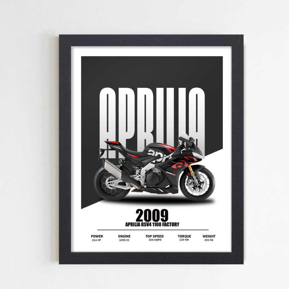 Aprilia RSV4 A4 Bike Framed Poster, Bike Posters for Wall Art , Bike Poster for wall decor, room decor, decoration Superbikes Motorcycle Paintings Wallpaper Sports Bike Decor for Home or Garage Home Office, captures the raw power and aggression of Bmw's iconic naked sports bike. , high-detail artwork, and key performance specs, this ready-to-hang framed poster adds adrenaline to any room—be it your garage, man cave, or studio, Bike Frame For Wall Big Size, Bike Frames for wall, Bike Frames for wall decor.