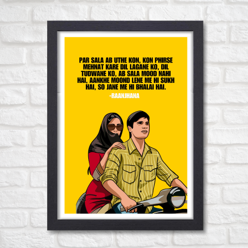 Bollywood Movie Raanjhana Poster Frame Dhanush Movies Framed Posters Dialouges Quotes Artwork Canvas Painting Photo Frames For Wall Decor Bedroom Living Room Decoration Home Office Restraunt Cafe, raanjhanaa movie poster, raanjhanaa movie poster hd, raanjhanaa movie picture, raanjhanaa movie photo, raanjhanaa movie pics, raanjhanaa movie dialogues poster design, raanjhanaa movie dialogues posters, raanjhanaa movie quotes poster image, raanjhanaa movie quotes posters, dhanush movie poster, dhanush new movie 