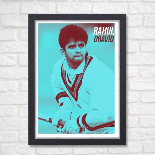 Rahul Dravid Poster Frame – “The Wall” Vintage Cricket Art | Indian Team Legend Wall Decor | Gift for Cricket Fans | Rahul Dravid Wall Poster (12x18 Inch)  Alt text