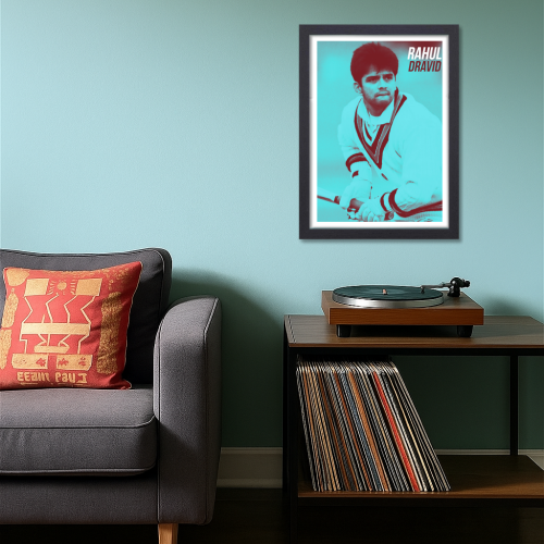 Rahul Dravid Poster Frame – “The Wall” Vintage Cricket Art | Indian Team Legend Wall Decor | Gift for Cricket Fans | Rahul Dravid Wall Poster (12x18 Inch)  Alt text
