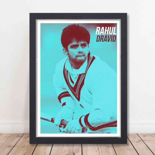 Rahul Dravid Poster Frame – “The Wall” Vintage Cricket Art | Indian Team Legend Wall Decor | Gift for Cricket Fans | Rahul Dravid Wall Poster (12x18 Inch)  Alt text