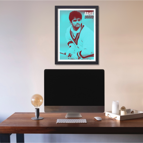 Rahul Dravid Poster Frame – “The Wall” Vintage Cricket Art | Indian Team Legend Wall Decor | Gift for Cricket Fans | Rahul Dravid Wall Poster (12x18 Inch)  Alt text