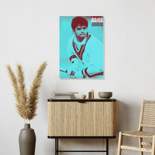 Rahul Dravid Poster Frame – “The Wall” Vintage Cricket Art | Indian Team Legend Wall Decor | Gift for Cricket Fans | Rahul Dravid Wall Poster (12x18 Inch)  Alt text