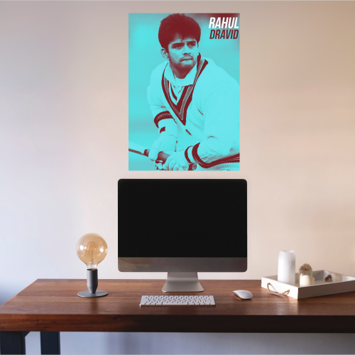 Rahul Dravid Poster Frame – “The Wall” Vintage Cricket Art | Indian Team Legend Wall Decor | Gift for Cricket Fans | Rahul Dravid Wall Poster (12x18 Inch)  Alt text