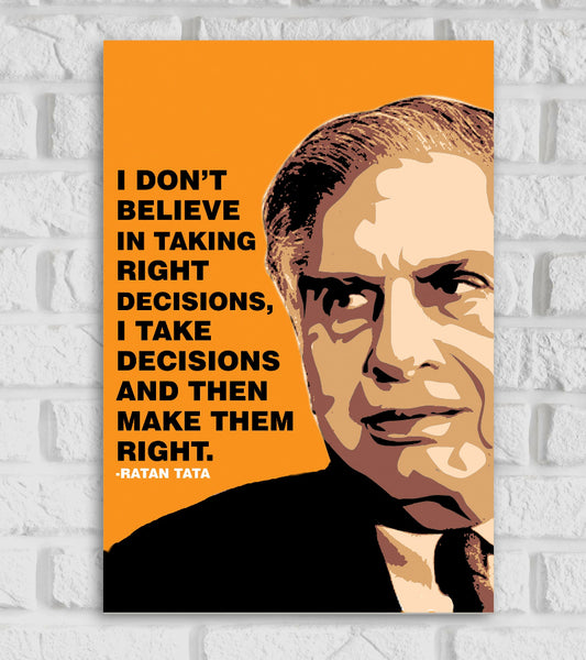 Ratan Tata Indian Industrialist and Philanthropist The Chairman Of Tata Group Far Walk Together Motivational & Inspiring Quote Yellow & Black Color Matte Finish Wall Decor Decoration Poster Frame