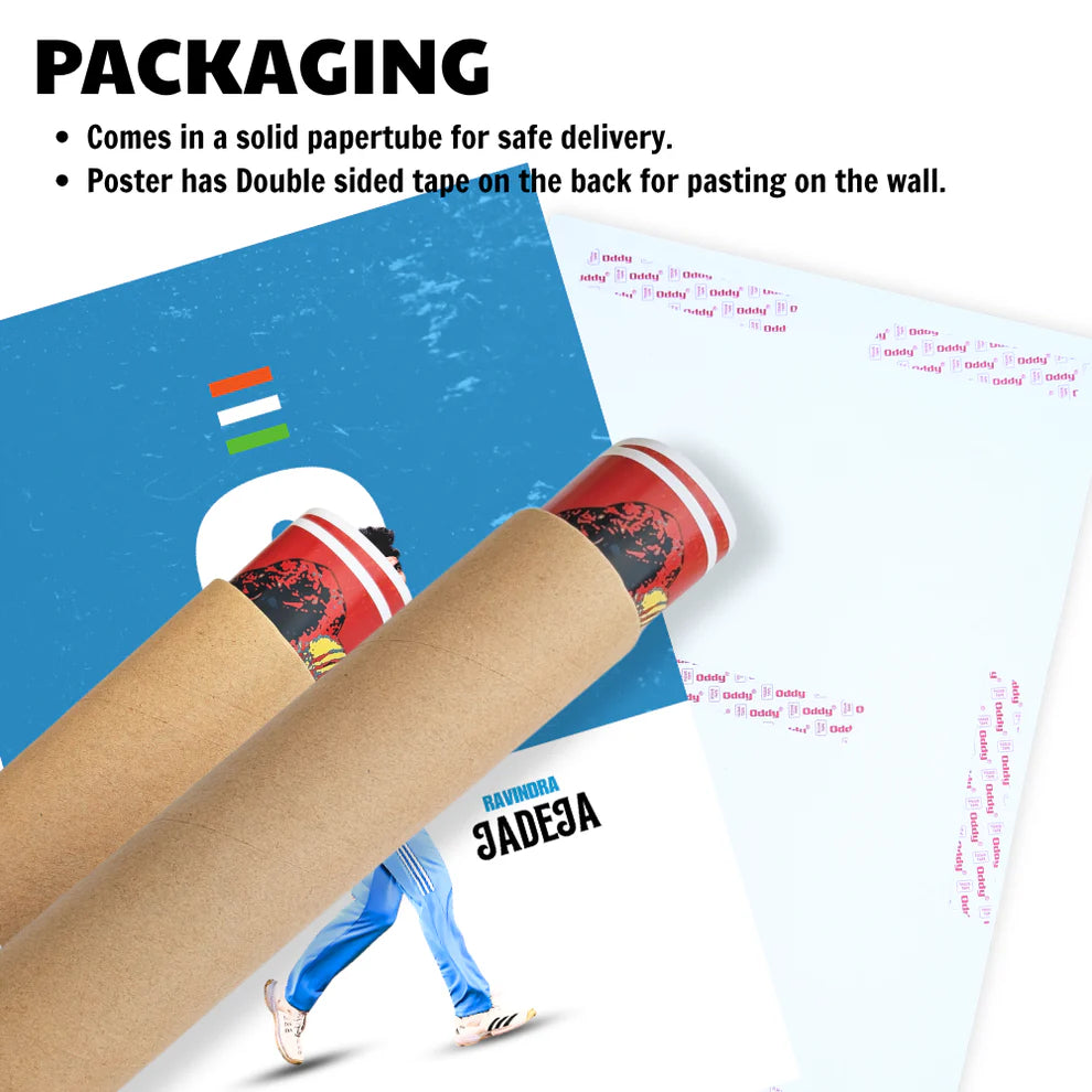 Cricketer Ravindra Jadeja Poster Frame, Cricket Players Photo frame, Cricketers Framed Posters for wall decor, room decor, livingroom, Posters for Boys rooms, hostel Cricket fans