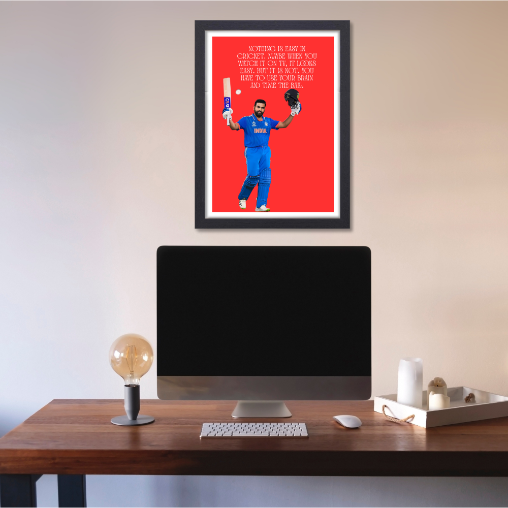 Cricketer Rohit Sharma Poster Cricket Players Motivational Poster, Players Photo posters For wall decor, room decoration home bedroom living room Paintings Hostel Frame | Frames | Framed