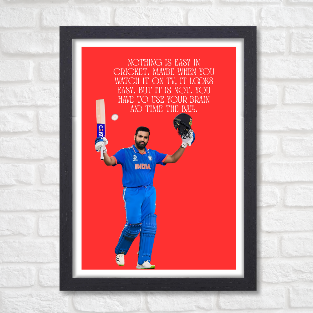 Cricketer Rohit Sharma Poster Cricket Players Motivational Poster, Players Photo posters For wall decor, room decoration home bedroom living room Paintings Hostel Frame | Frames | Framed