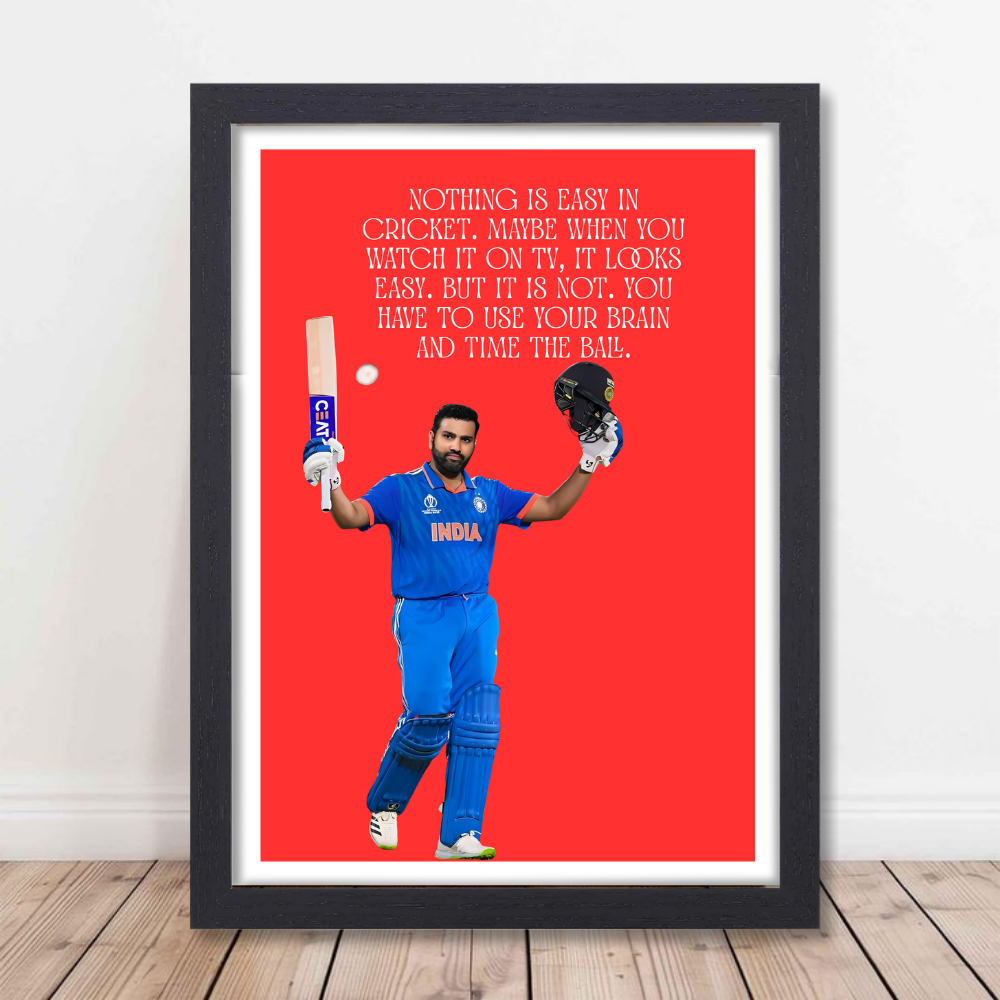Cricketer Rohit Sharma Poster Cricket Players Motivational Poster, Players Photo posters For wall decor, room decoration home bedroom living room Paintings Hostel Frame | Frames | Framed