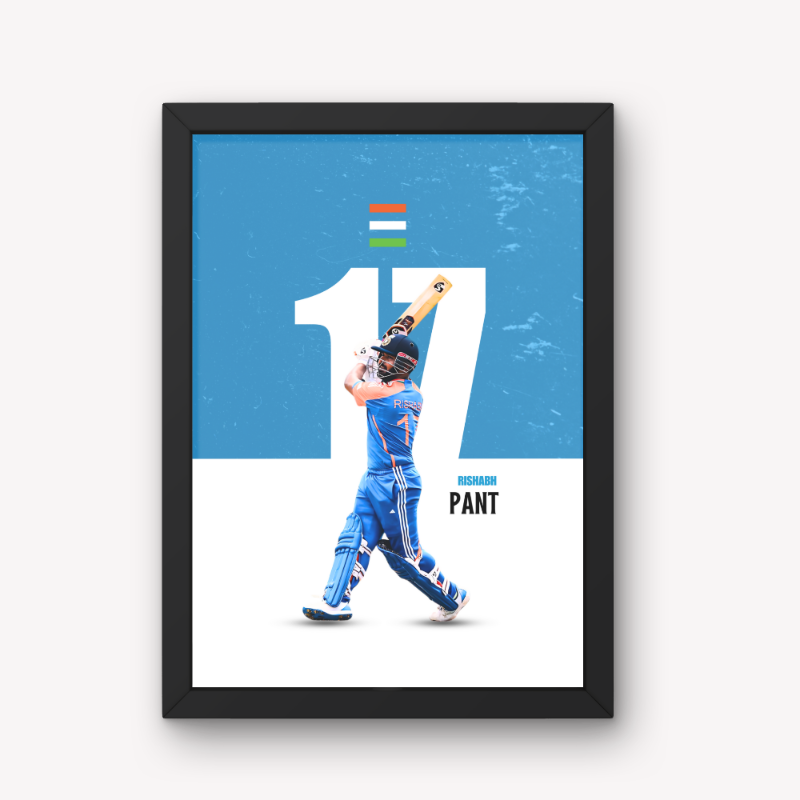 Rishabh Pant Indian cricketer Sports Player Cricket World Cup T20 IPL Motivational Quote White & Blue Color Matte Finish Wall Decor Posters Frame