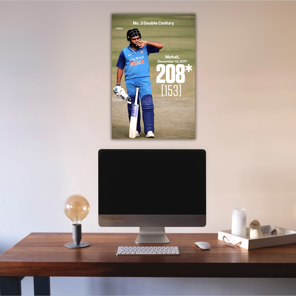 Cricketer Rohit Sharma Poster Cricket Players Motivational Poster, Players Photo posters For wall decor, room decoration home bedroom living room Paintings Boys Hostel Photos Frame | Frames | Framed