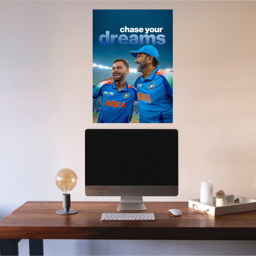 Cricketer Rohit Sharma Poster Cricket Players Motivational Poster, Players Photo posters For wall decor, room decoration home bedroom living room Paintings Hostel Photos Frame | Frames | Framed Photo