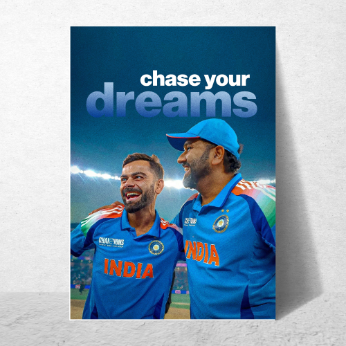 Cricketer Rohit Sharma Poster Cricket Players Motivational Poster, Players Photo posters For wall decor, room decoration home bedroom living room Paintings Hostel Photos Frame | Frames | Framed Photo