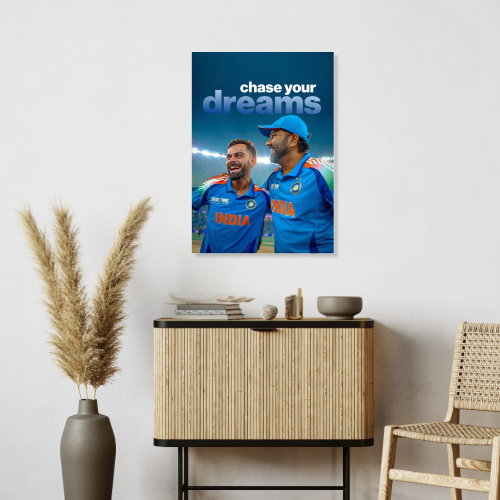Cricketer Rohit Sharma Poster Cricket Players Motivational Poster, Players Photo posters For wall decor, room decoration home bedroom living room Paintings Hostel Photos Frame | Frames | Framed Photo
