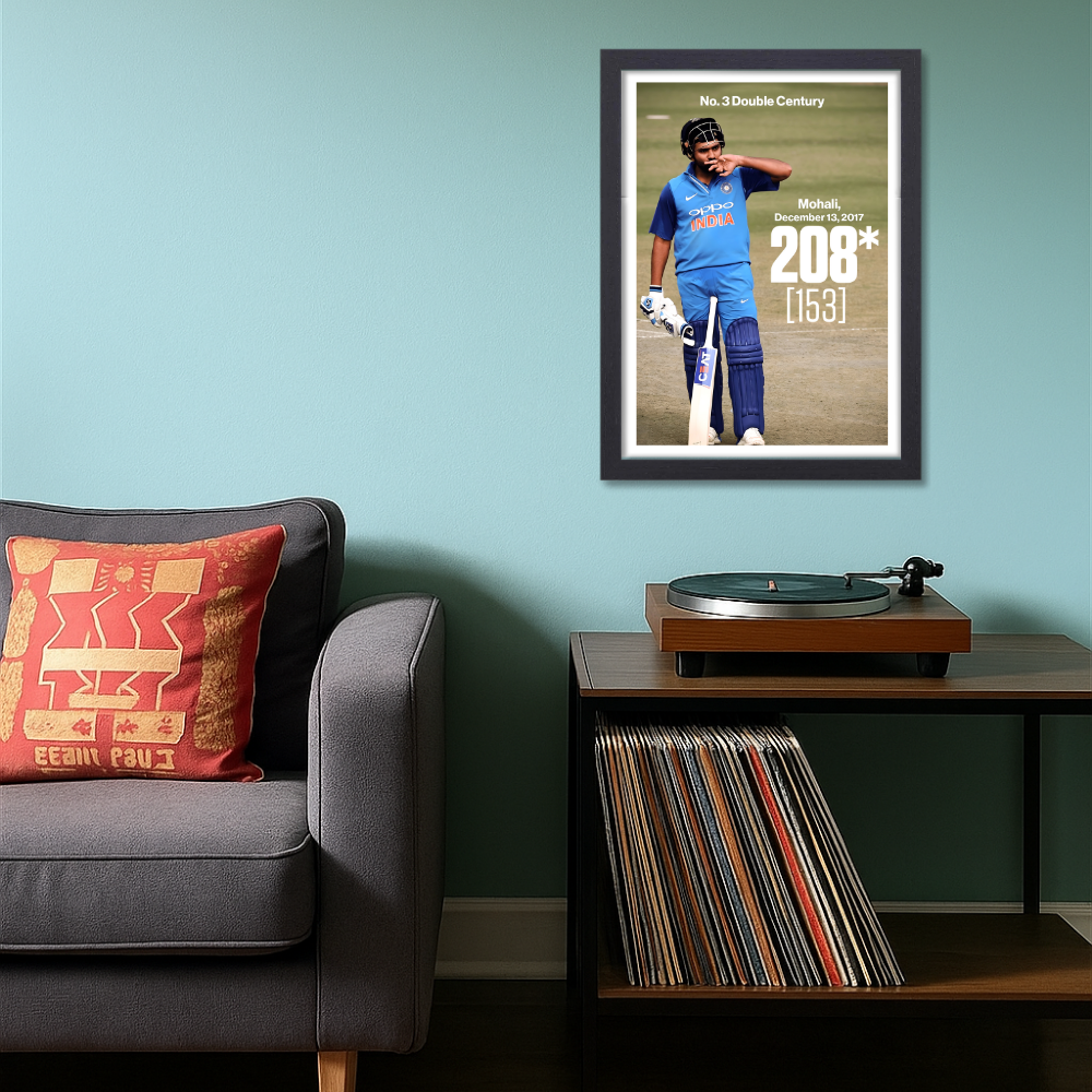 Cricketer Rohit Sharma Poster Cricket Players Motivational Poster, Players Photo posters For wall decor, room decoration home bedroom living room Paintings Boys Hostel Photos Frame | Frames | Framed