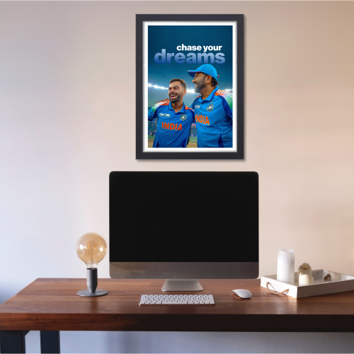 Cricketer Rohit Sharma Poster Cricket Players Motivational Poster, Players Photo posters For wall decor, room decoration home bedroom living room Paintings Hostel Photos Frame | Frames | Framed Photo